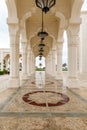 Ornately decorated side aisle of the presidential palace - Qasr Al Watan in Abu Dhabi city, United Arab Emirates