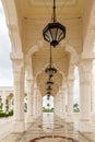 Ornately decorated side aisle of the presidential palace - Qasr Al Watan in Abu Dhabi city, United Arab Emirates