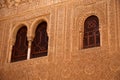 Ornately decorated windows at the Nasrid Palace, Alhambra, Granada, Spain. Royalty Free Stock Photo