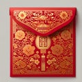 Ornately designed red envelope customary within Chinese cultural traditions Royalty Free Stock Photo