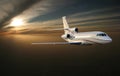 ÃÅorning flight. Luxury jet plane above Earth.