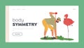 Ornithologist Scientist Landing Page Template. Zoo Worker Measuring Flamingo, Professional Zookeeper Study Birds Species