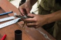 Ringing and measuring birds.