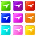 Ornithopod dinosaur icons 9 set