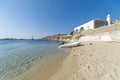 Ornos beach and village - Mykonos island - Aegean sea - Greece Royalty Free Stock Photo