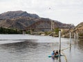 Kayakers at Beebe Bridge Park beach in summer