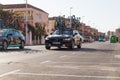 OROPESA DEL MAR, SPAIN - JANUARY 31, 2018: Support cars on the bike race in La Vuelta on January 31, 2018 in Oropesa Del Royalty Free Stock Photo