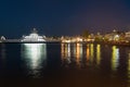 Oropos port in Greece. Night view. Royalty Free Stock Photo
