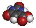 Orotic acid molecule. 3D rendering. Atoms are represented as spheres with conventional color coding: hydrogen white, carbon .