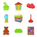 Orphan house icons set, cartoon style Royalty Free Stock Photo