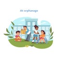 Orphan support concept. Vector illustration Royalty Free Stock Photo