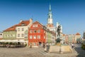 Orpheus statue and Town Hall on old market square, Poznan, Poland