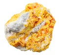 Orpiment mineral stone on dolomite isolated
