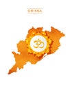 ORRISA STATE MAP OM SYMBOL HINDU Royalty Free Stock Photo