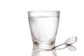 ORS or oral rehydration salt with glass of water and spoon Royalty Free Stock Photo