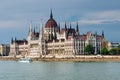 Orszaghaz Parliament in Budapest and Danube River Royalty Free Stock Photo