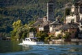 Orta San Giulio Island, early fall panorama. Color image Royalty Free Stock Photo