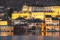 Orta San Giulio island palaces detail. Color image Royalty Free Stock Photo