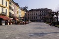 Orta San Giulio Italy: piazza Motta and hotel Albergo Orta