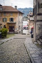Orta village, Piedmont Northern Italy: old city view. Color image
