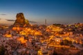 Ortahisar natural rock castle and town, Cappadocia, Turkey Royalty Free Stock Photo