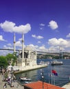 Ortakoy Mosque and Bosphorus Bridge Royalty Free Stock Photo