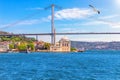 Ortakoy Mosque and the Bosphorus Bridge, beautiful sea view, Istanbul Royalty Free Stock Photo