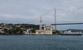 Ortakoy Mosque with Bosphorus Bridge - Connection between Europe and Asia in Istanbul, Turkey Royalty Free Stock Photo