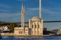 Ortakoy mosque and Bosphorus bridge facade view - Istanbul, Turkey