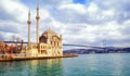 Ortakoy mosque and Bosphorus Bridge, Istanbul, Turkey Royalty Free Stock Photo