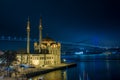 Ortakoy Mosque and the Bosphorus Bridg Royalty Free Stock Photo