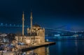 Ortakoy Mosque and the Bosphorus Bridge Royalty Free Stock Photo