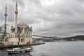 Ortakoy mosque and bosporus bridge Royalty Free Stock Photo
