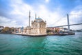 Ortakoy Mosque or Buyuk Mecidiye Camii and Bosphorus bridge in Istanbul view Royalty Free Stock Photo