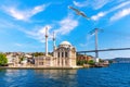 Ortakoy Mosque and a part of the Bosphorus Bridge, Istanbul, Turkey Royalty Free Stock Photo