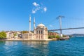 Ortakoy Mosque and view on the Bosphorus bridge in Istanbul Royalty Free Stock Photo