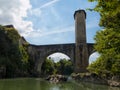 Orthez old bridge in the pyrenees Royalty Free Stock Photo