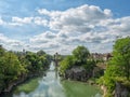 Orthez old bridge in the pyrenees Royalty Free Stock Photo