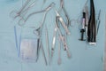 orthodontic instruments when installing braces, dental instruments