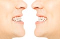 Before and after orthodontic treatment with braces