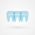 Orthodontics lettering. Teeth illustration. Translucent silhouettes. Vector illustration, flat design Royalty Free Stock Photo