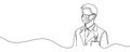 Orthodontist doctor dentist silhouette drawing drawn in one line style.