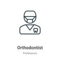 Orthodontist outline vector icon. Thin line black orthodontist icon, flat vector simple element illustration from editable