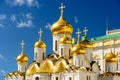 An orthodox cathdral with its golden domes Royalty Free Stock Photo