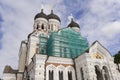 Orthodox cathedral Alexander nevsky under repair in sunny day