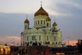 Orthodox Cathedral of Christ the Savior night Moscow Russia. Royalty Free Stock Photo