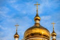 Orthodox cathedral dome and golden cross Royalty Free Stock Photo