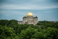 Orthodox Cathedral golden dome above Riga city trees. Royalty Free Stock Photo