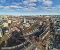 Orthodox cathedrals in architecture-historical ensemble Rogozhskaya sloboda in Moscow, Russia. Aerial dorne view