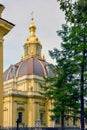 Orthodox Christian church with golden cupolas in Saint Petersburg Royalty Free Stock Photo